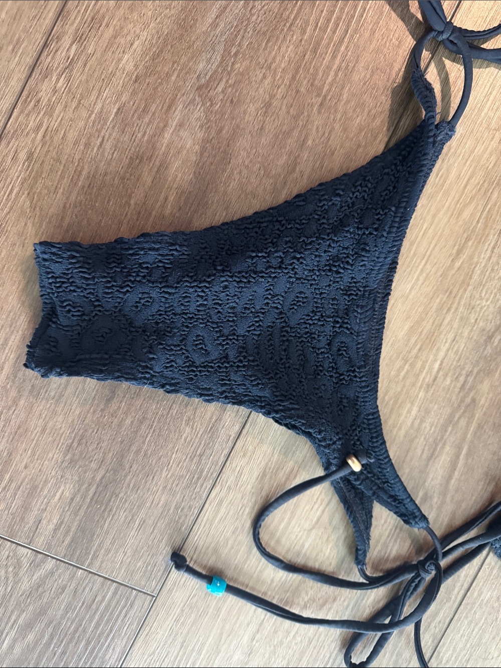 bond-eye Black Crochet Triangle Tie-Side Bikini - Picture 4 of 7